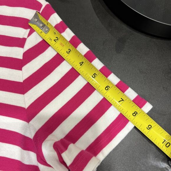 Lands’ End Womens X-Large Pink White Striped Short Sleeve Super T Ladies Vintage - Picture 6 of 7